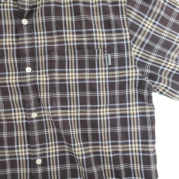 Carhartt Mens Size Large Brown Western Work Casual Short Sleeve Shirt - Picture 2 of 6